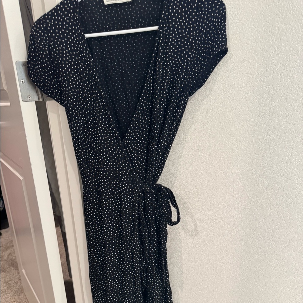 Black Polka Dot Wrap Dress